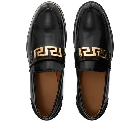 black loafers with gold versace|versace loafers men's sale.